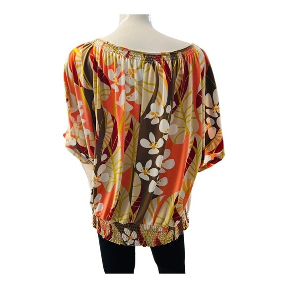 Skyes the Limit Tropical Floral Keyhole Blouse~Size XL~Tie Spring Top L4 21 - Picture 4 of 10